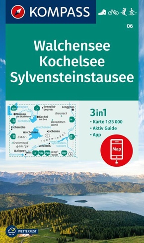 KOMPASS Wanderkarte 06 Walchensee, Kochelsee, Sylvensteinstausee 1:25.000