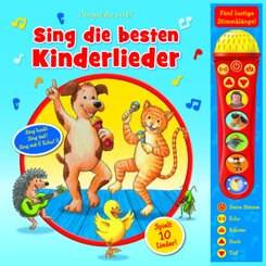 Sing die besten Kinderlieder - Mikrofonbuch - Pappbilderbuch mit abnehmbarem Mikrofon mit 5 lustigen Stimmklängen und 10