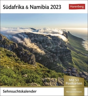 Südafrika Sehnsuchtskalender 2023. Kleiner Wochen-Kalender zum Aufstellen für Urlaubsfeeling zu Hause. Postkarten-Fotoka