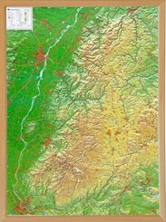 Schwarzwald, Reliefkarte 1:200.000 mit Naturholzrahmen