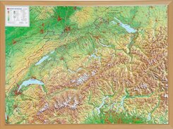 Schweiz, Reliefkarte 1:500.000 mit Naturholzrahmen