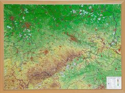 Sachsen, Reliefkarte 1:325.000 mit Naturholzrahmen