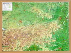 Österreich, Reliefkarte 1:8.000.000 mit Naturholzrahmen