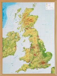 Großbritanien, Reliefkarte 1:1.4.000.000 mit Naturholzrahmen