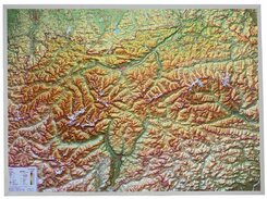Tirol, Reliefkarte 1:325.000 mit Aluminiumrahmen