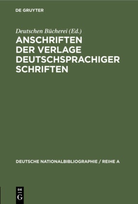 Anschriften der Verlage deutschsprachiger Schriften