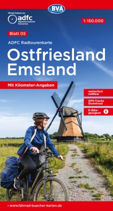 ADFC-Radtourenkarte 5 Ostfriesland / Emsland 1:150.000, reiß- und wetterfest, E-Bike geeignet, GPS-Tracks Download, mit