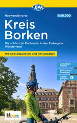 Radwanderkarte BVA Kreis Borken mit Knotenpunkten und km-Angaben, 1:50.000, reiß- und wetterfest, GPS-Tracks Download, E