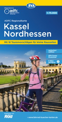 ADFC-Regionalkarte Kassel Nordhessen, 1:75.000, mit Tagestourenvorschlägen, reiß- und wetterfest, E-Bike-geeignet, GPS-T