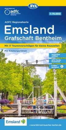 ADFC-Regionalkarte Emsland Grafschaft Bentheim, 1:75.000, mit Tagestourenvorschlägen, reiß- und wetterfest, E-Bike-geeig