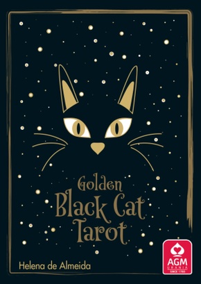 Golden Black Cat Tarot - High quality slip lid box with gold foil, m. 1 Buch, m. 78 Beilage