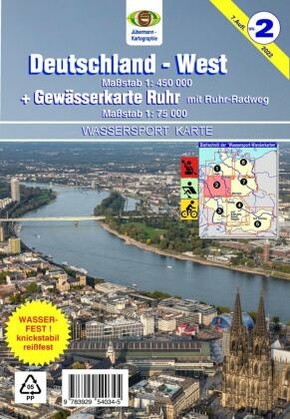 Wassersport-Wanderkarte / Deutschland-West mit Gewässerkarte Ruhr