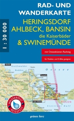 Rad- und Wanderkarte Heringsdorf, Ahlbeck, Bansin - Die Kaiserbäder und Swinemünde