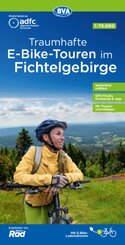 ADFC-Regionalkarte Traumhafte E-Bike-Touren im Fichtelgebirge, 1:75.000, mit Tagestourenvorschlägen, reiß- und wetterfes