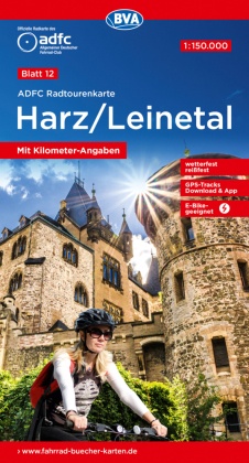 ADFC-Radtourenkarte 12 Harz /Leinetal 1:150.000, reiß- und wetterfest, E-Bike geeignet, GPS-Tracks Download, mit Bett+Bi