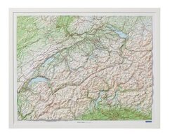 Schweiz, Reliefkarte, mit Holzrahmen weiß