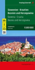 Slowenien - Kroatien - Bosnien und Herzegowina, Straßenkarte 1:500.000, freytag & berndt