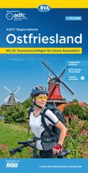 ADFC-Regionalkarte Ostfriesland, 1:75.000, mit Tagestourenvorschlägen, reiß- und wetterfest, E-Bike-geeignet, GPS-Tracks