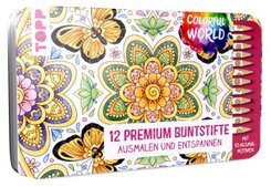 Colorful World Designdose mit 12 Buntstiften