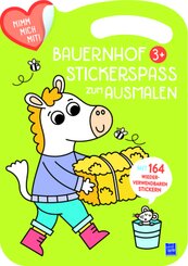 Bauernhof Stickerbuch zum Ausmalen 3+ (Cover grün, Pferd), m. 164 Beilage
