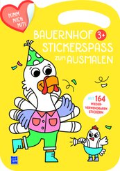 Bauernhof Stickerspaß zum Ausmalen 3+ (Cover gelb, Truthahn), m. 164 Beilage