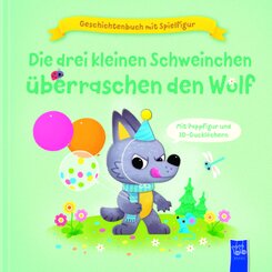 Geschichtenbuch mit Spielfigur -Die drei kleinen Schweinchen überraschen den Wolf