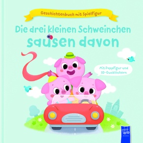 Geschichtenbuch mit Spielfigur - Die drei kleinen Schweinchen sausen davon
