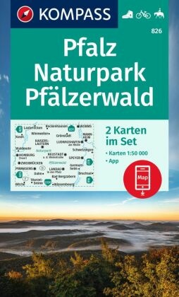 KOMPASS Wanderkarten-Set 826 Pfalz, Naturpark Pfälzerwald (2 Karten) 1:50.000