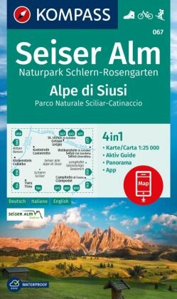 KOMPASS Wanderkarte 067 Seiser Alm, Naturpark Schlern-Rosengarten / Alpe di Siusi, Parco Naturale Sciliar-Catinaccio 1:2