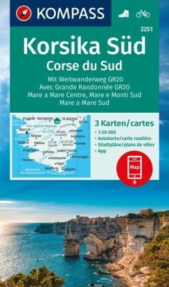 KOMPASS Wanderkarten-Set 2251 Korsika Süd. Mit Weitwanderweg GR20 / Corse du Sud. Avec Grande Randonnée GR20 (3 Karten)