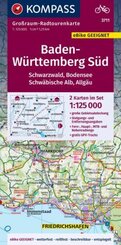 KOMPASS Großraum-Radtourenkarte 3711 Baden-Württemberg Süd, Schwarzwald, Bodensee, Schwäbische Alb, Allgäu, 1:125.000