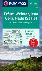 KOMPASS Wanderkarten-Set 457 Erfurt, Weimar, Jena, Gera, Halle (Saale) (2 Karten) 1:50.000