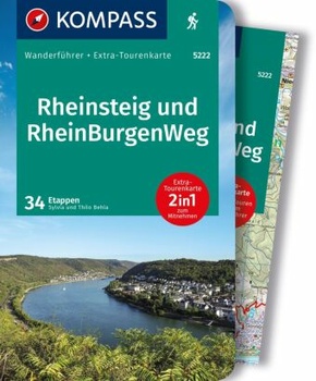 KOMPASS Wanderführer Rheinsteig RheinBurgenWeg, 34 Etappen