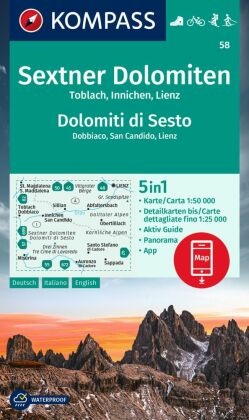 KOMPASS Wanderkarte 58 Sextner Dolomiten, Toblach, Innichen, Lienz / Dolomit di Sesto, Dobbiaco, San Candido, Lienz 1:50