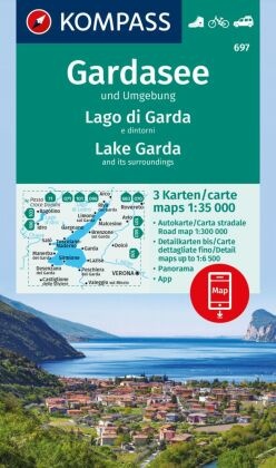 KOMPASS Wanderkarten-Set 697 Gardasee und Umgebung - Lake Garda and its surroundings - Lago di Garda e dintorni (3 Karte
