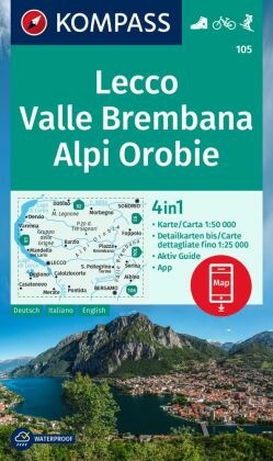 KOMPASS Wanderkarte 105 Lecco, Valle Brembana, Alpi Orobie 1:50.000