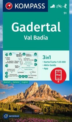 KOMPASS Wanderkarte 51 Gadertal / Val Badia 1:25.000