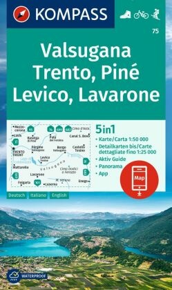 KOMPASS Wanderkarte 75 Valsugana, Trento, Piné, Levico, Lavarone 1:50.000