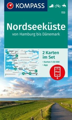 KOMPASS Wanderkarten-Set 723 Nordseeküste von Hamburg bis Dänemark (2 Karten) 1:50.000