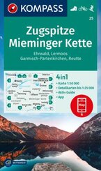 KOMPASS Wanderkarte 25 Zugspitze, Mieminger Kette, Ehrwald, Lermoos, Garmisch-Partenkirchen, Reutte 1:50.000