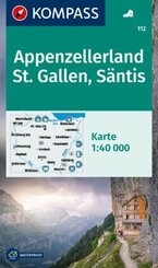 KOMPASS Wanderkarte 112 Appenzellerland, St. Gallen, Säntis 1:40.000