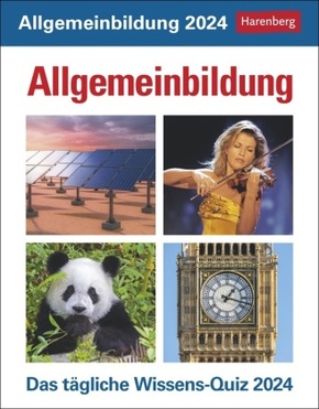Allgemeinbildung Tagesabreißkalender 2024. Quiz-Kalender mit spannenden Fragen für jeden Tag. Abreißkalender 2024 mit In