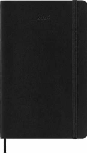 Moleskine 12 Monate Tageskalender 2024, Large/A5, Schwarz