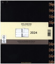 Moleskine 12 Monats Life Kalender mit Spiralbindung 2024, XL 19X25, Schwarz