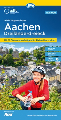 ADFC-Regionalkarte Aachen Dreiländereck, 1:75.000, reiß- und wetterfest, mit kostenlosem GPS-Download der Touren via BVA
