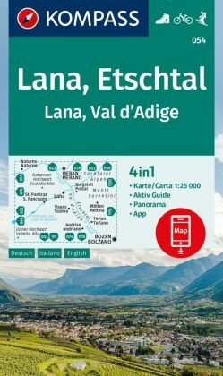 KOMPASS Wanderkarte 054 Lana, Etschtal / Lana, Val dAdige 1:25.000
