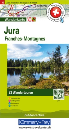 Jura Franches-Montagnes Nr. 15 Touren-Wanderkarte 1:50 000