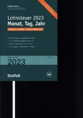 Tabelle, Lohnsteuer 2023 Monat, Tag, Jahr Sonderausgabe April