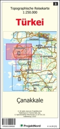 Canakkale - Topographische Reisekarte 1:250.000 Türkei (Blatt 3)