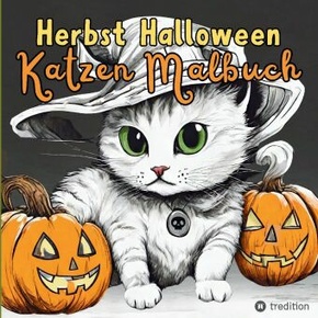 Malbuch Katze Halloween Herbst Kreativ Antistress Ausmalbilder für Erwachsene Jugendliche Teenager Kinder Malbuch Herbst